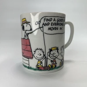Taza de café Snoopy Fishing Thoughts 1965 de colección personajes de cacahuetes - Imagen 1 de 6