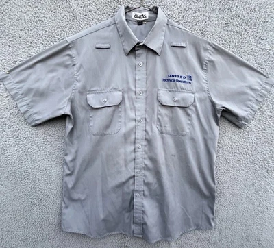 United Airlines Technical Operations Gray Short Sleeve Shirt Mens Large Read - Image 1 of 4