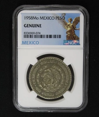 1958 Mo Mexico PESO Silver NGC Genuine Toned Coin Circulated Certified Graded - Image 1 of 2