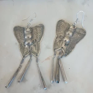 Southeast Asia Butterfly Dangle embossed hook Earrings ; - Picture 1 of 8