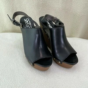 Circus by Sam Edelman  Black Wedge Peep Toe, Heels with Rivets, Size 5.5/6 - Picture 1 of 12