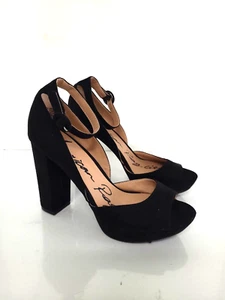 American Rag Cie Women's Sz 7.5M Platform High heels open toe Shoes/ Black Suede - Picture 1 of 6