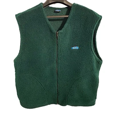 Kavu Vintage Aztec Pile Vest Mens XL Forest Green Zip Up Outdoor Hiking Fleece - Image 1 of 4