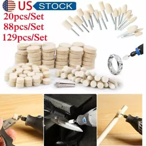 20/88/129PCS Feltro Lucidatura Tamponi Ruota Lana Plastica Dremel Strumento Rotante - Foto 1 di 14