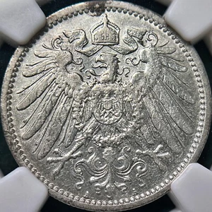GERMANY. 1909, Mark, Silver, A - NGC AU - Wilhelm II, Berlin - Picture 1 of 8