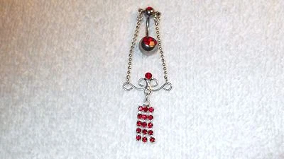 Красный кристалл прядь подвеска пупка кольцо тела ювелирных изделий пирсинг 14g - Изображение 1 из 2