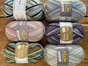6 x 100gr. Sockenwolle 4-fädig ❤NEU❤ Aktiv/Flotte Socke❤  Wollpaket 527 - Bild 1 von 7
