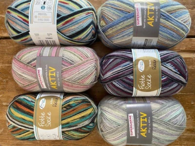 6 x 100gr. Sockenwolle 4-fädig ❤NEU❤ Aktiv/Flotte Socke❤  Wollpaket 527 - Bild 1 von 4