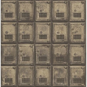 Vintage Brass Distressed P.O. Boxes on Paste the Wall Wallpaper 2701-22354 - Picture 1 of 2