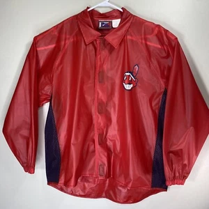 Vintage Cleveland Indians Pro Player Rain Coat Jacket Chief Wahoo Size L  PVC - Picture 1 of 14