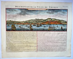 SMYRNE (IZMIR) TÜRKEI 1719 HENRI CHATELAIN GROSS SCHÖNE ANTIKE ANSICHT 18. JAHRHUNDERT - Bild 1 von 8