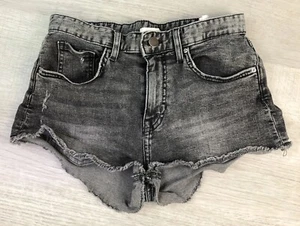 H&M Distressed Daisy Dukes Short Shorts Black Medium Wash EUR34 Womens US Size 2 - Picture 1 of 14