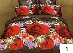 3D Bedding Set 4pcs Duvet Cover Flat Sheet Pillow Cases Floral Rose Blossom - Picture 1 of 2