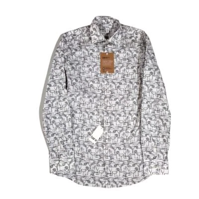 Bar III Slim-Fit Performance Drink Print Dress Shirt Men Small 14-14.5 Stretch - Image 1 of 4