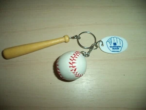 Vintage Baseball Bat and Baseball keychain w/ plastic "Washington Mutual" tag - Picture 1 of 1