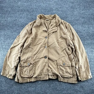 J Jill Jacket Womens Large Tencel Lyocell Tan Tie Waist Lightweight Utility - Picture 1 of 15