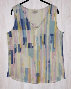 LULAROE canotta donna collo a V 1/4 cerniera multi colore pastello taglia media - Foto 1 di 6