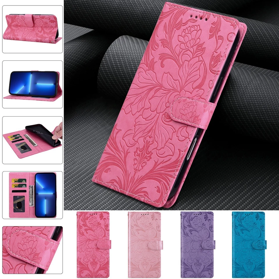 Leather Flower Wallet Phone Case For LG K22 Plus K31 K51 K71 Aristo 5 V60 K92 - Image 1 of 4