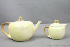 RS Prussia Teapot & Creamer Yellow Luster Gold Handles Tillowitz Silesia Mark - Picture 1 of 12