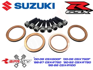 Suzuki GSX 600F 750F R750 GSX-R1100 Exhaust Stud Gasket TITANIUM Nuts Repair Kit - Picture 1 of 5