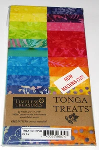 Jelly Roll Timeless Treasures Batik Play Tonga Cotton Fabric 20 Strip 2.5"W - Picture 1 of 1