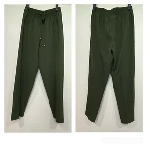 SOHO Apparel Women' Sz medium pull on pants green elastic waist drawstring - Picture 1 of 15