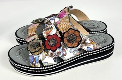 NWOB Spring Step L'Artiste NAOMI MONARCH Floral Wedge Sandals Sz 41 /US 9.5 10 - Image 1 of 4