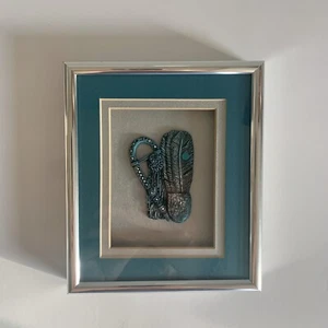 Vintage Cleo Teissedre Tooled Bronze / Turquoise Framed Art  - Picture 1 of 5