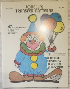Vintage Jonell's Iron-On Transfer Patterns ~ No. 502 ~ Clowns, Scarecrow, Animal - Picture 1 of 9