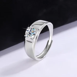 2Ct Round Cut Real Moissanite Anniversary Wedding Band Ring 14kWhite Gold Plated - Picture 1 of 7