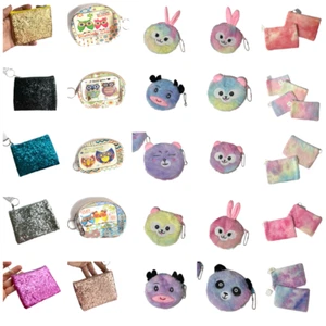 U-PICK Coin Purse Makeup Bag Pouch Keyring Party Favor Gift Glitter Animal Plush - Picture 1 of 28