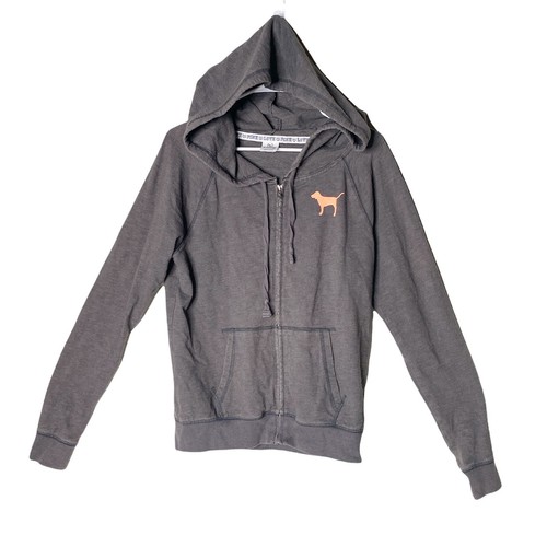 UNDERCOVER Victorias Secret ROSA Felpa con Cappuccio Manica Lunga Full Zip Giacca Donna Taglia Media