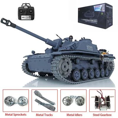 Henglong 1/16 German Stug 7.0 III RTR RC Infrared BB Tank 3868 Metal Tracks Smog - Image 1 of 4