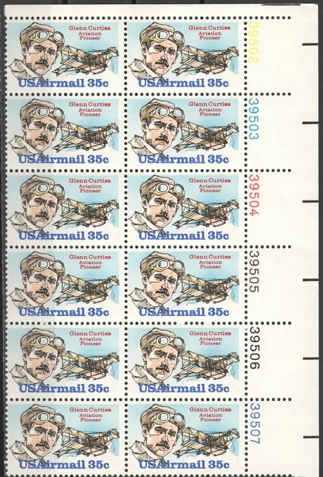 US Scott #C100 "Glenn Curtiss" Plate block of 12, MNH - Image 1 of 1