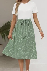 Zantacs NUEVO Vestido Floral Para Verano Verano Verano Top Blanco Verde Inferior (M) - Imagen 1 de 5