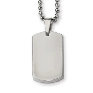 Stechbeitel Edelstahl gebürstet & poliert 3,85 mm wendbar Dog Tag Halskette SRN - Bild 1 von 4