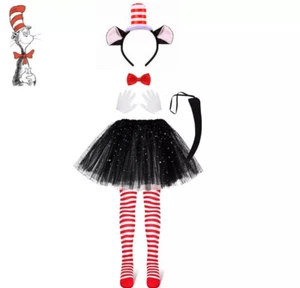 Book Week Cat in the Hat Dr. Seuss Kids Thing Bowtie Tutu Costume Outfit Cosplay - Picture 1 of 12
