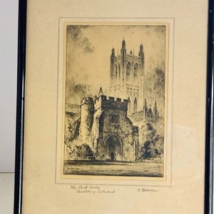 CANTERBURY CATHEDRAL-The Dark Entry-Featherstone Robson-Framed Etching Print - Picture 1 of 14