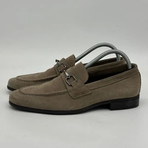 Bruno Magli Mens Loafer Shoes 8M Light Gray Leather Suede Slip On Made In Italy - Picture 1 of 11