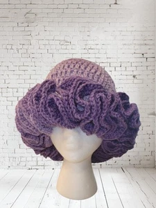 Handmade Crochet Ruffle Hat - Shades of Purple - Women’s Soft & Stylish Gift - Picture 1 of 4