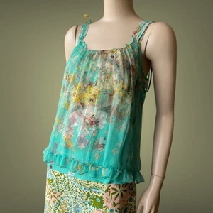 Kenzo 1+1 VTG Y2K Women Silk Cotton Floral Top Blouse T-shirt Size M-L - Picture 1 of 11