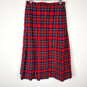 Vintage Pendleton Schottenkaro Wolle Faltenrock Größe 8 rot grün USA - Bild 1 von 13