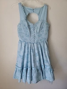 Alice And Wonderland Dress LG Blue Lace Up Back Short Milkmaid Cosplay Fairy  - Picture 1 of 18