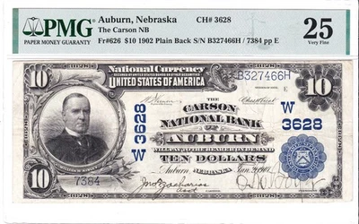 $10 1902 PB National AUBURN Nebraska NE 🇺🇸 Extremely Rare! "Only 10 on Census" - Image 1 of 2