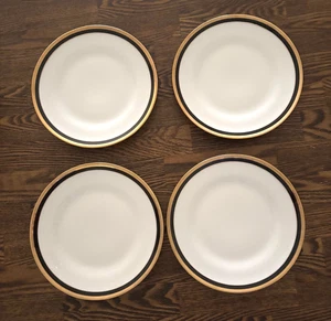 Richard Ginori Palermo Platos de Almuerzo Negros Italia 8.75 Pulgadas Borde Dorado Lote de 4 - Imagen 1 de 18