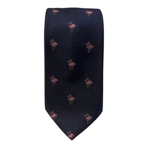 The Florida Museum Of History - Navy Blue Pink Flamingo NeckTie Tie Men’s Nature - Picture 1 of 6