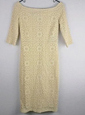 Burberry Prorsum Dress Creamy Yellow Floral Motif Lace Size 40 - Image 1 of 4