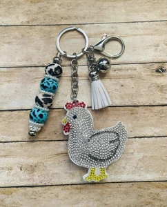 Schlüsselanhänger Bauernhof Land Strass Huhn Henne - Bild 1 von 3