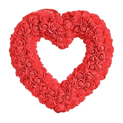 Romantic Rose Foam Wreath for Door Hanging and Home Decoration on Special Days - image 1 of 4