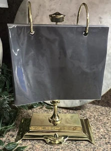 Vintage Stiffel Flip Photo Album Golden Countertop Recipe Index Card Holder - Picture 1 of 16